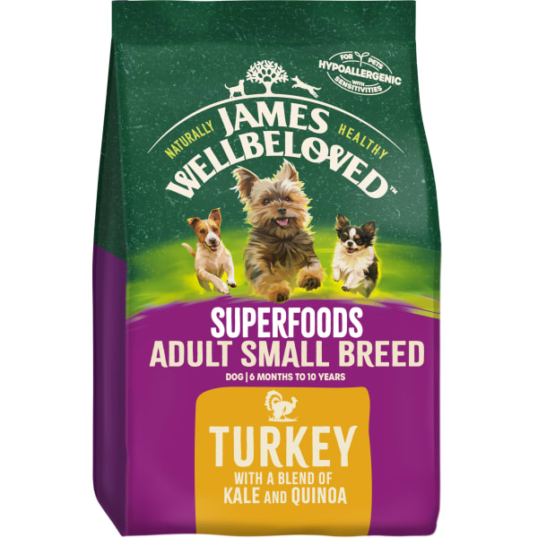 Image of James Wellbeloved Superfoods Gluten-free Small Adult Dry Dog Food - Turkey, Kale & Quinoa, 1.5kg - Turkey, Kale & Quinoa