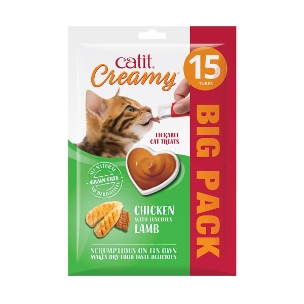 Image of Catit Creamy Grain-free Adult Cat Treats - Chicken & Lamb, 15 Pack - Chicken & Lamb